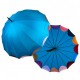 Жіноча парасолька-тростина напівавтомат на 16 спиць від Susino з різнокольоровими краями, бірюзова, Sys 031087-3