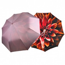 Жіноча парасолька напівавтомат з подвійною тканиною від Susino на 9 спиць, з принтом квітки всередині, пудровий, Sys 0701-1