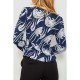Блуза з принтом, колір синьо-молочний, 186R400