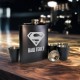 Набір чорна фляга з чарками "Супермен" персоналізований , Крафтова коробка