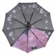 Жіноча парасолька-автомат на 9 спиць від Flagman, чорна з рожевою квіткою, N0153-10