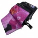 Жіноча парасолька-автомат на 9 спиць від Flagman, чорна з рожевою квіткою, N0153-10