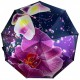 Жіноча парасолька напівавтомат на 9 спиць сатиновий купол із квітковим принтом від Frei Regen, фіолетова ручка 09081-3