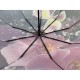 Жіноча парасолька напівавтомат на 9 спиць сатиновий купол із квітковим принтом від Frei Regen, фіолетова ручка 09081-3