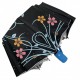 Жіноча парасолька напівавтомат від Bellissimo, чорна з квітами, ручка блакитна, М0529-2