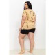 Піжама жіноча з принтом, колір бежево-чорний, 219RF-527