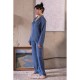 Піжамний костюм шовк / бавовна з брюками Hortensia Блакитний