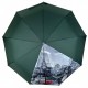 Жіноча парасолька напівавтомат від Toprain на 9 спиць антивітер з декоративною вставкою, зелена, 0465-4