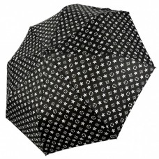 Жіноча парасолька напівавтомат від Toprain на 8 спиць із принтом, чорна, 02020-3