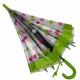 Дитяча прозора парасолька-тростина напівавтомат у кольоровий горошок від Rain Proof, із салатовою ручкою, 0259-3