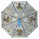 Дитяча прозора парасолька-тростина напівавтомат з яскравими малюнками ведмедиків від Rain Proof, з блакитною ручкою, 0272-1