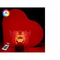 3D ночник "Влюбленные пегасы" (УВЕЛИЧЕННОЕ ИЗОБРАЖЕНИЕ)+пульт ДУ +сетевой адаптер +батарейки (3ААА) 3DTOYSLAMP
