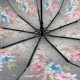 Жіноча складна парасолька напівавтомат з атласним куполом із принтом квітів від Toprain, синя ручка 0445-3