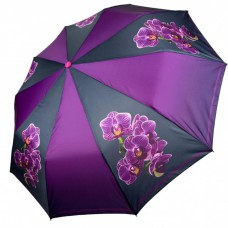 Жіноча складна парасолька напівавтомат на 10 спиць від Toprain з принтом "Гармонія", фіолетова з рожевою ручкою, 0622-5