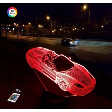 3D нічник "Автомобіль 3" + пульт дистанційного керування + мережевий адаптер + батарейки