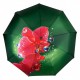 Жіноча парасолька-автомат на 9 спиць від Flagman, зелена з червоною квіткою, N0153-11