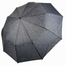 Складна жіноча парасолька напівавтомат "Краплі дощу" від SL, темно сіра, 0497SL-1