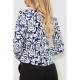 Блуза з принтом, колір біло-синій, 186R400