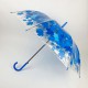 Прозрачный зонт-трость c куполом грибком и кленовыми листьями, Paolo Rossi, синий, 03468-2