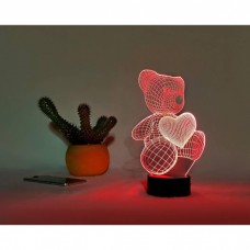 Нічник 3D світильник "Ведмедик із серцем" 3D Creative