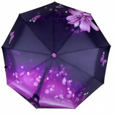 Женский складной зонт полуавтомат c принтом Эйфелевая Башня и цветы от Susino, фиолетовый, Sys 03025-3