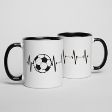 Чашка "Футбольное сердцебиение", Чорний, 330 мл