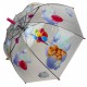 Дитяча прозора парасолька-тростина напівавтомат з яскравими малюнками ведмедиків від Rain Proof, з рожевою ручкою, 0272-2