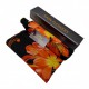 Жіноча парасолька-автомат у подарунковій упаковці з хусткою від Rain Flower, чорна з помаранчевою квіткою 01020-1