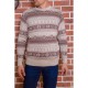 Чоловічий светр із новорічним принтом, бежевий, 161R776