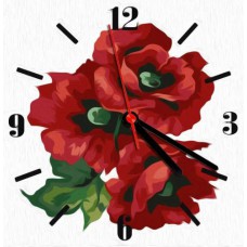 Годинник-картина за номерами "Маки", 30х30 см