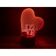 3D нічник "Серце LOVE" + пульт дистанційного керування + мережевий адаптер + батарейки
