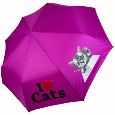 Дитяча складана парасолька для дівчаток і хлопчиків на 8 спиць "I♥Cats" з кішками від фірми Toprain, малиновий 02089-1