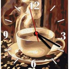 Часы-картина по номерам "Ароматный кофе", 30х30 см