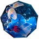 Жіноча парасолька напівавтомат на 9 спиць сатиновий купол із квітковим принтом від Frei Regen, синя ручка, 09081-5