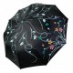 Жіноча парасолька напівавтомат від Bellissimo, чорна з квітами, ручка бірюзова, М0529-4