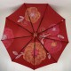 Жіноча складана парасолька напівавтомат із подвійною тканиною з принтом квітів, червона, top 0134-3