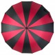 Жіноча парасолька-тростина на 16 спиць із контрастними секторами, напівавтомат від фірми Toprain, бордова, 0616-4