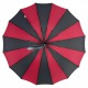 Жіноча парасолька-тростина на 16 спиць із контрастними секторами, напівавтомат від фірми Toprain, бордова, 0616-4