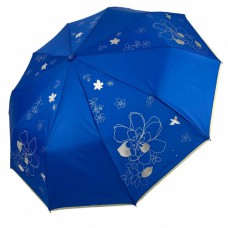 Жіноча парасолька напівавтомат на 10 спиць Calm Rain, із зображенням квітів, синя, 0114-8