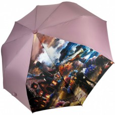 Жіноча парасолька напівавтомат від Susino на 9 спиць антиветер з декоративною вставкою, пудровий, SYS0467-2