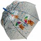 Дитяча прозора парасолька-тростина напівавтомат з яскравими малюнками ведмедиків від Rain Proof, з синьою ручкою, 0272-3