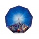 Жіноча автоматична парасолька на 9 спиць від Frei Regen із принтом міста, сатиновий купол, синя ручка, 09074-3