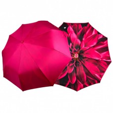 Жіноча парасолька напівавтомат з подвійною тканиною від Susino на 9 спиць, з принтом квітки всередині, рожева, Sys 0701-4