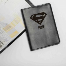 Обкладинка для паспорта "Супермен" персоналізований, Чорний, Black