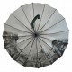 Женский зонт-трость с городами на серебристом напылении под куполом от Toprain, зеленый, 01011-8