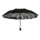 Жіноча парасолька напівавтомат Bellissimo з візерунком зсередини і тефлоновим просоченням, чорна, 018315-1