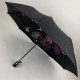 Жіноча складана парасолька напівавтомат із подвійною тканиною з принтом квітів, чорна, top 0134-4