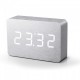 Годинник-будильник на акумуляторі з термометром "BRICK", білий алюміній.