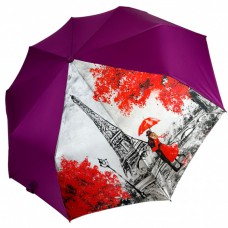 Жіноча парасолька напівавтомат від Susino на 9 спиць антивітер з декоративною вставкою, фіолетова, SYS0467-3