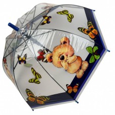 Детский прозрачный зонт-трость полуавтомат с яркими рисунками мишек от Rain Proof, с темно-синей ручкой 0272-4